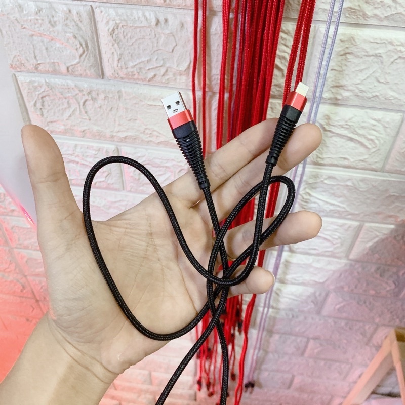 Dây cáp sạc điện thoại ip 1m bọc vải dù siêu bền, dây sạc ip