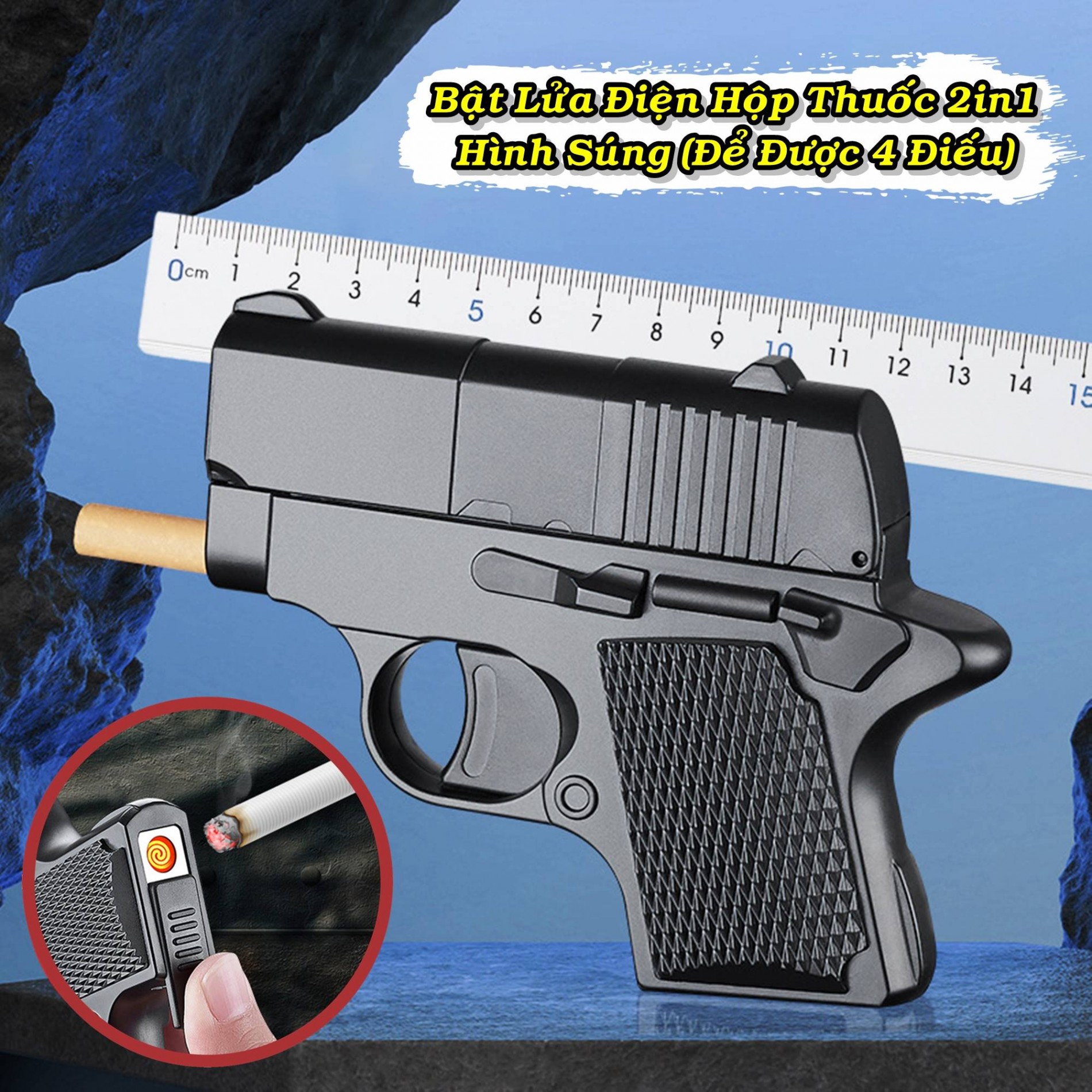 HỘT QUẸT KHÒ ĐỘC LẠ SUNG HỘP THUOC 2IN1 XÀI ĐIỆN LỬA CUỘN HỒNG NGOẠI ĐỰNG ĐƯỢC 4 ĐẾU SIZE 12CM MÀU ĐEN CỔNG CẮM SẠC ĐẦU USB