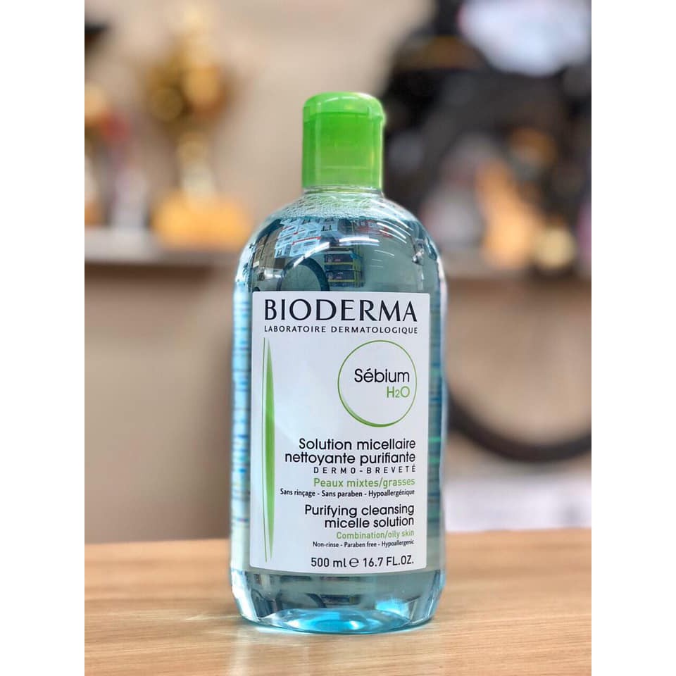 Nước tẩy trang Bioderma nắp xanh lá dành cho da dầu mụn