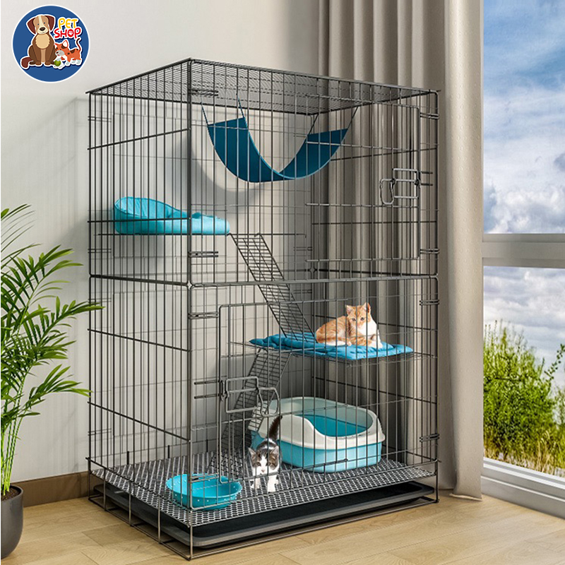 Chuồng mèo 3 tầng Gấp Gọn Lồng chuồng chó mèo giá rẻ tặng khay giá rẻ Có 3/4 tầng，chuồng Mèo 3 tầng Lớn，Lồng thú cưng nhiều tầng，Không gian rộng rãi, như biệt thự riêng, dễ dàng để làm sạch