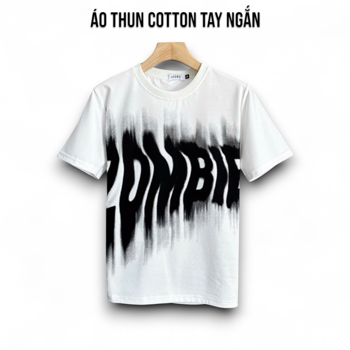 Regular fit four-way elastic cotton short sleeve zombie round collar t-shirt-tutee