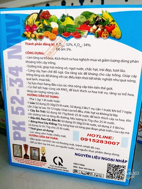 Phân bón lá mkp 0-52-34 - chuyên chặn đọt, tạo mầm & kích ra hoa đồng loạt -