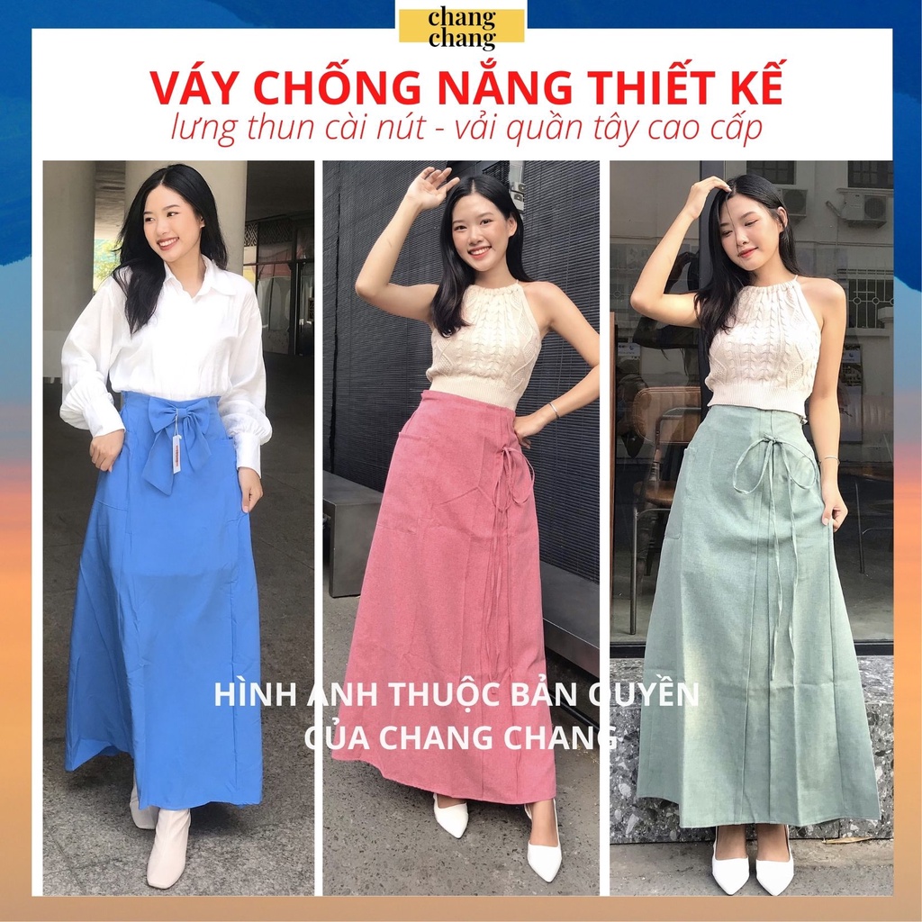 Váy che nắng cài nút, váy chống nắng thời trang cao cấp | chang chang