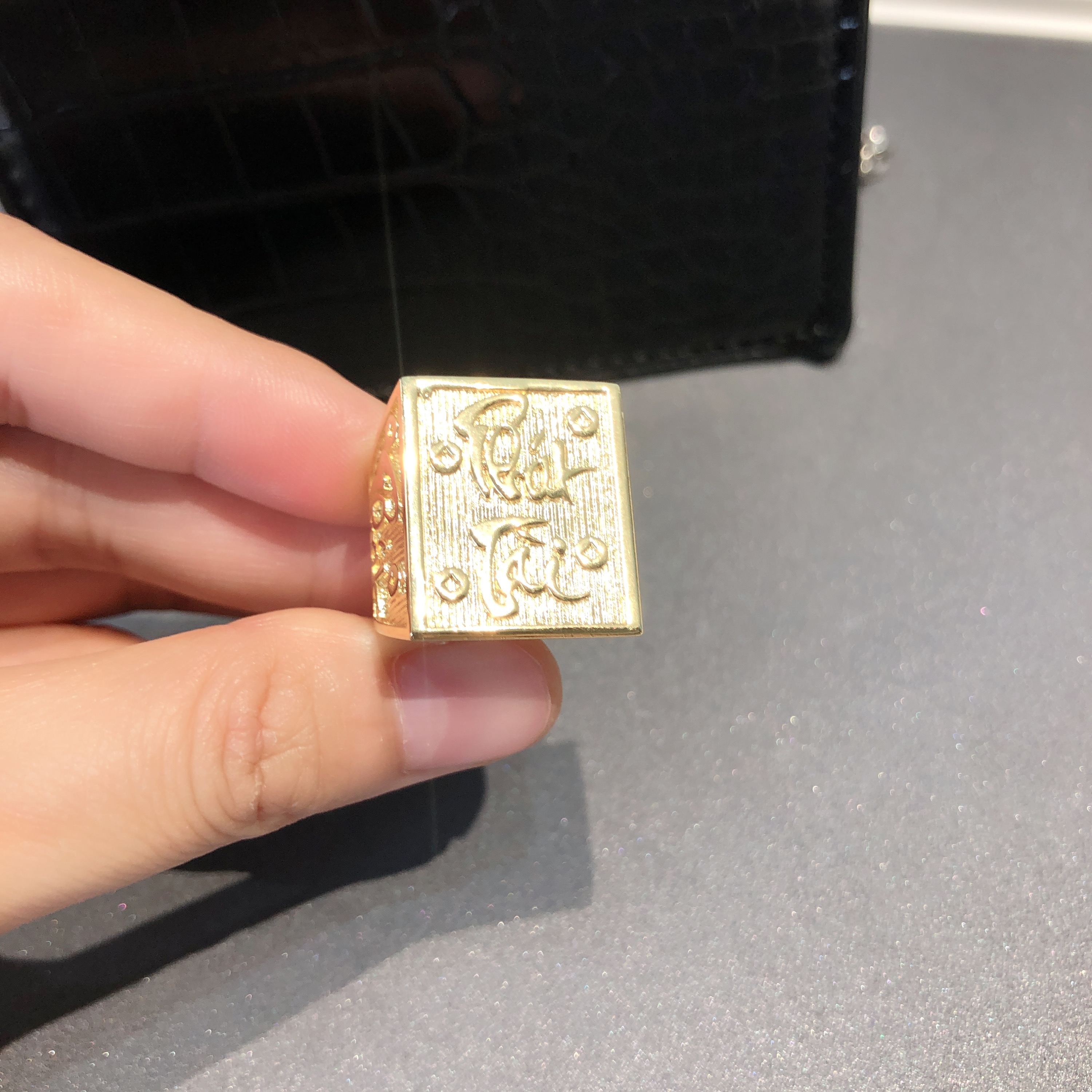 Nhẫn nam phát lộc mạ vàng 18K cao cấp JK Silver,nhẫn nam khắc chữ phát lộc đầy nam tính đem lại may mắn tiền tài cho người đeo