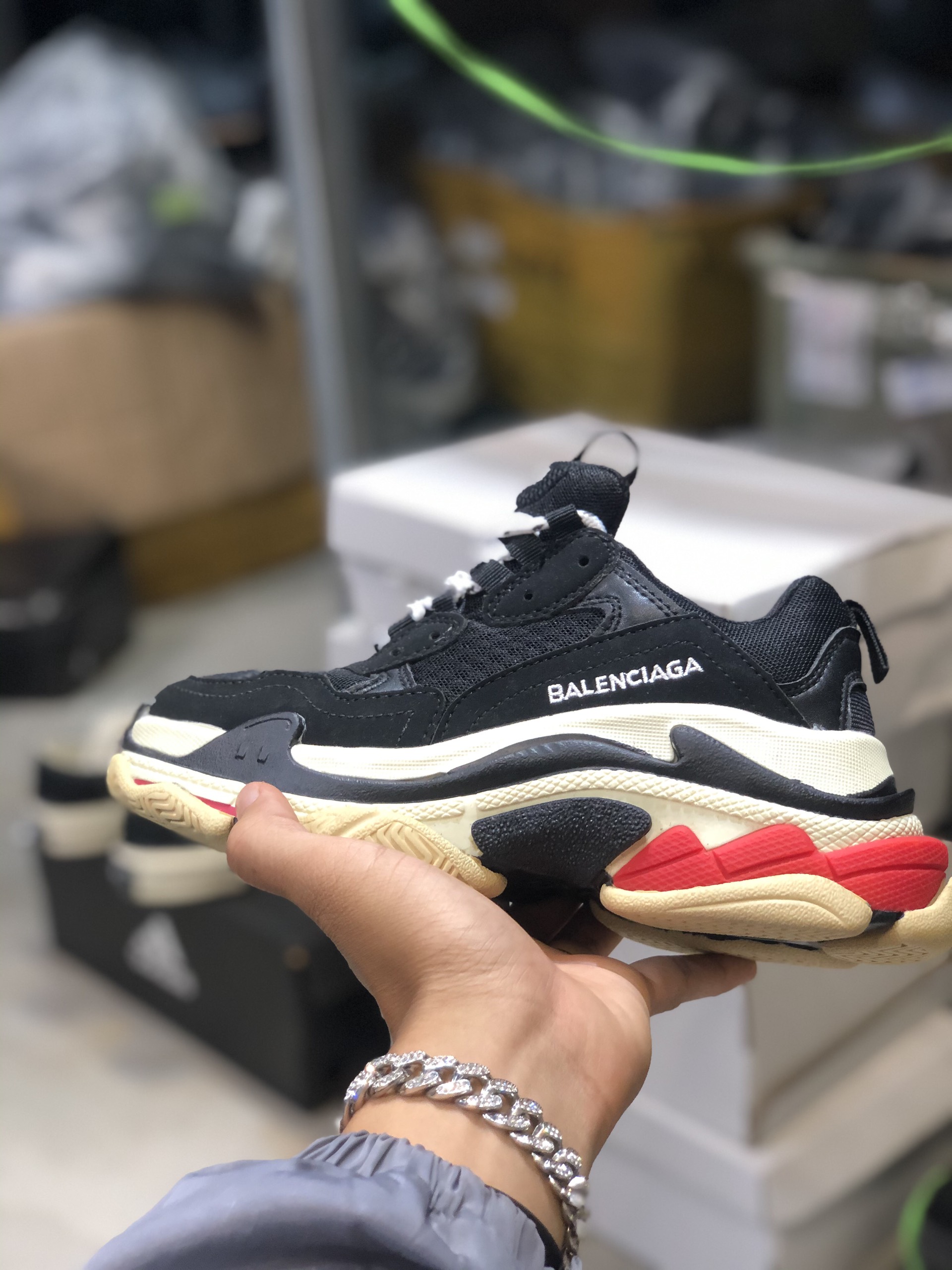 Giày sneaker unisex, giày thể thao nam nữ sneaker ba.len đen đỏ