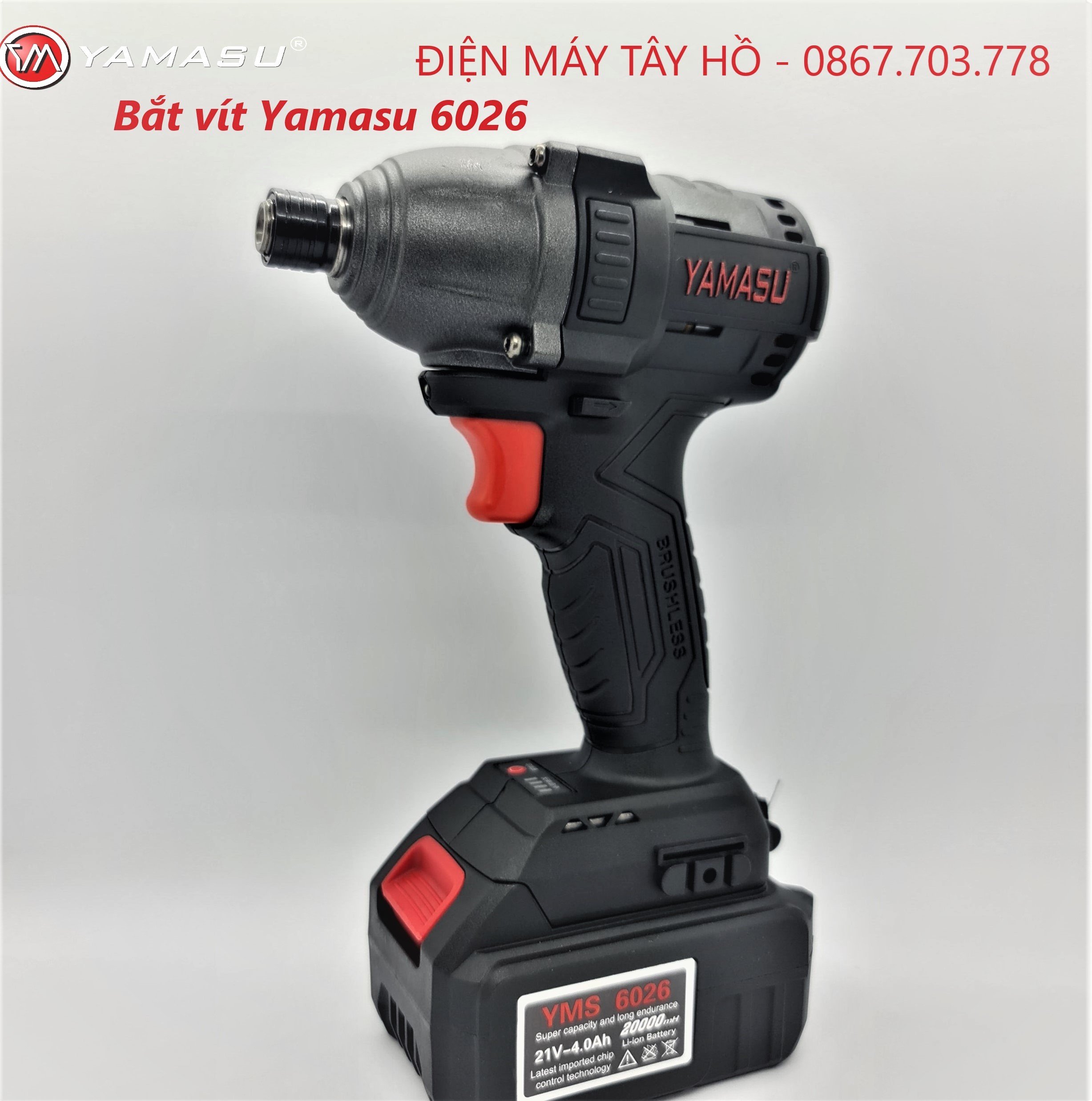 (VIDEO test) Máy bắt vít Yamasu 6026 không than, pin to 4aH, bảo hành Hãng 12 tháng
