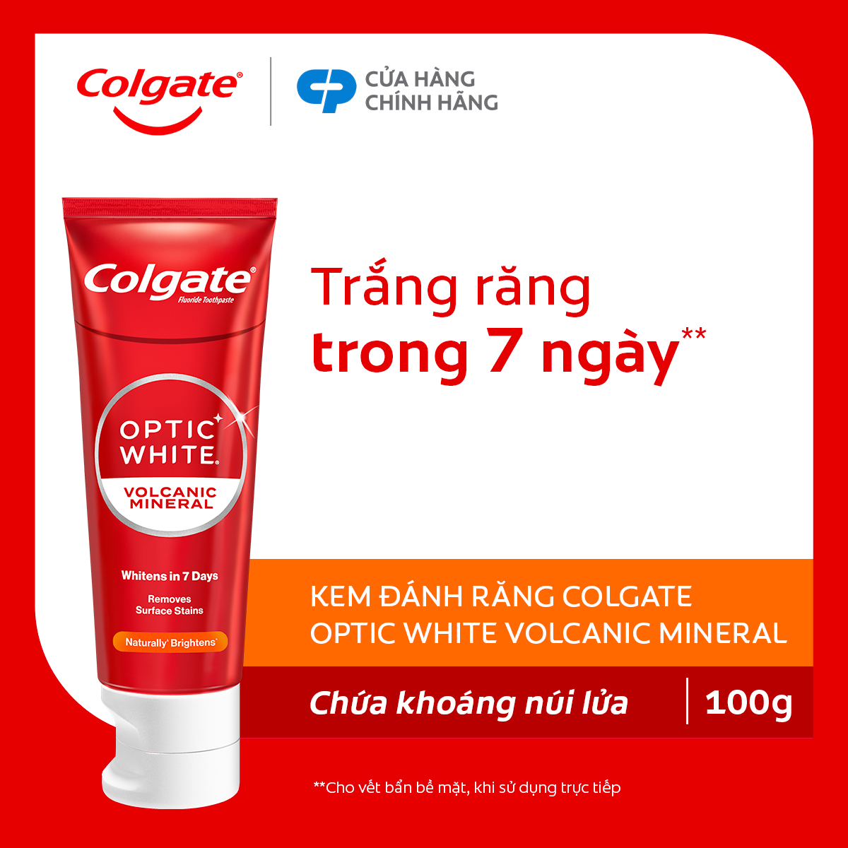 Kem đánh răng Colgate trắng răng Optic White làm trắng sáng răng trong 7 ngày