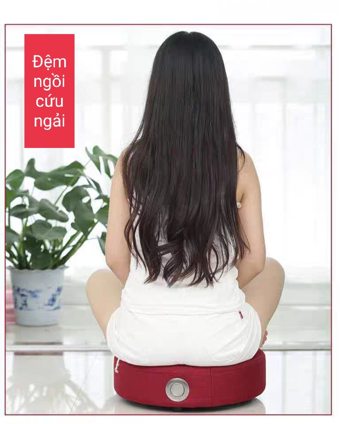 Đệm ngồi xông ngải cứu.Đệm xông cứu ngải có nút điều chỉnh nhiệt độ