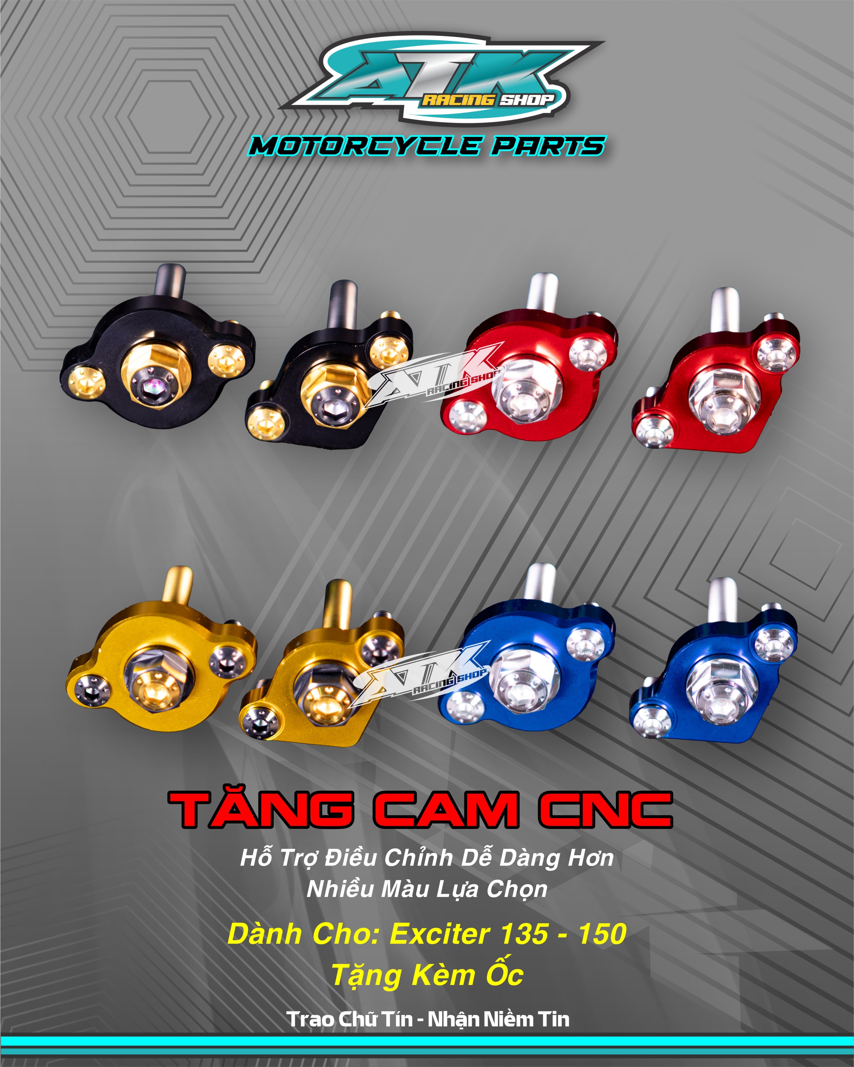 Tăng cam cnc dành cho xe EX 150, EXCITER 135 hàng chuẩn gia công tặng kèm ốc full phụ kiện