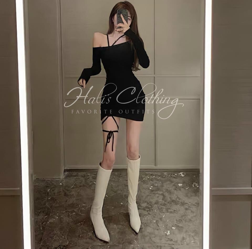 [MẪU MỚI] Đầm Body Trễ Vai Tay Dài Dây Rút Sexy Thun Borip Thích Hợp Mặc Đi Tiệc Đi Làm Đi Chơi Phù Hợp Với Mọi Phong Cách