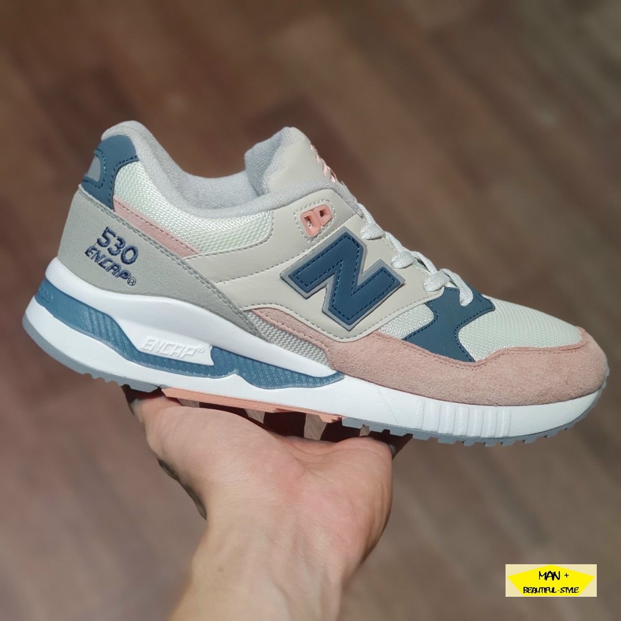 Giày thể thao New Balance 530 viền xanh hồng năng động, hot 2021 dành cho nữ
