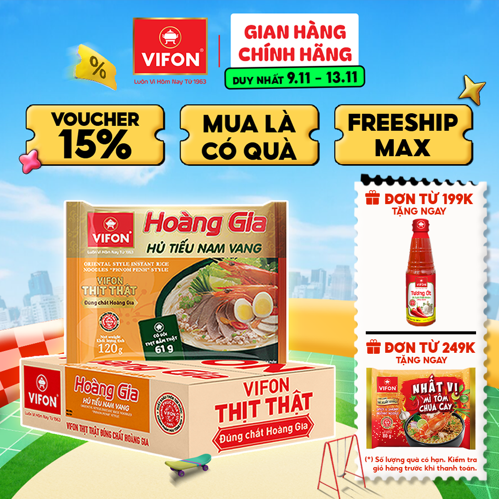 [VOUCHER 15%] Hoàng Gia Hủ Tiếu Nam Vang VIFON 120gr/gói