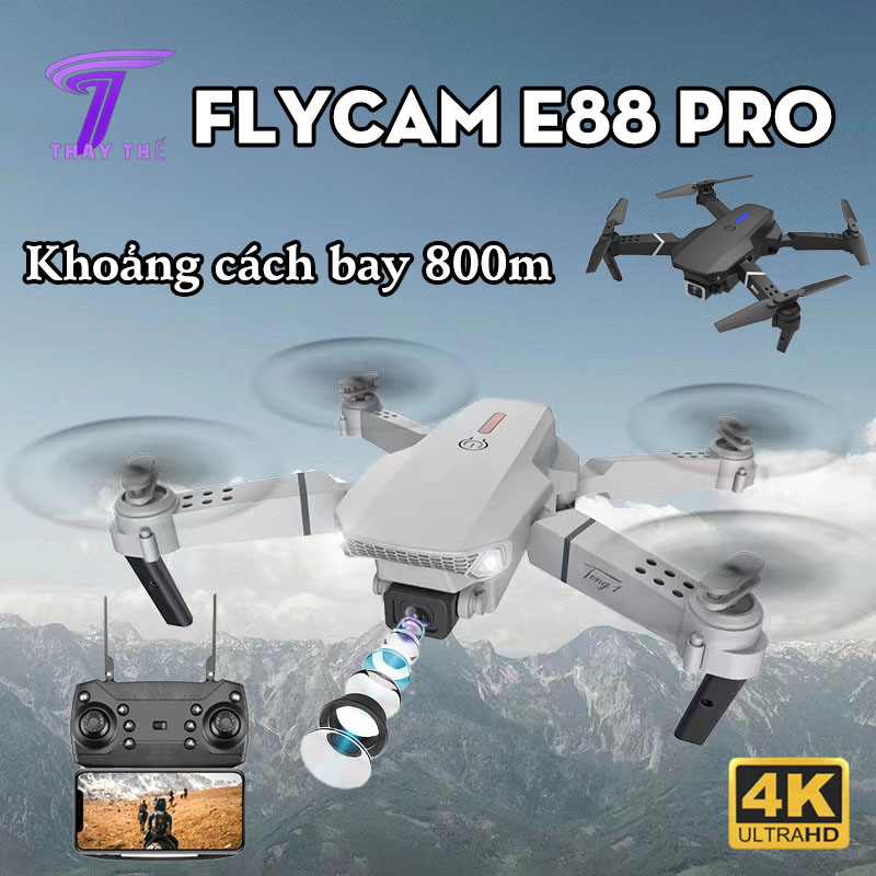 Flycam mini  Flycam  máy ảnh 4K HD của Flycam  E88 Pro  với pin điều hướng và 1080p dự phòng để vận hành điều khiển dễ dàng