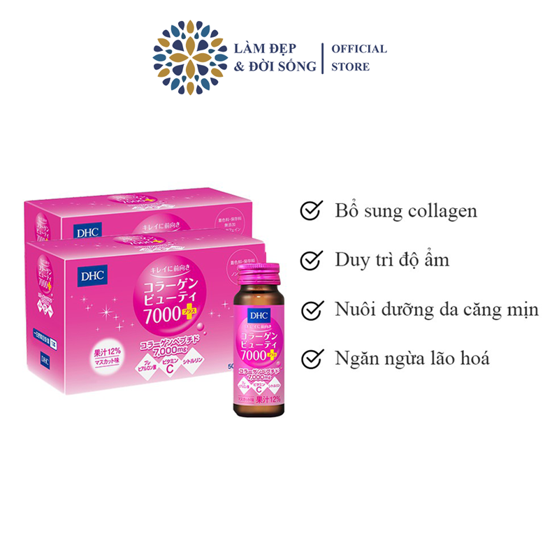 Combo 2 hộp Collagen nước DHC Collagen Beauty 7000 Plus