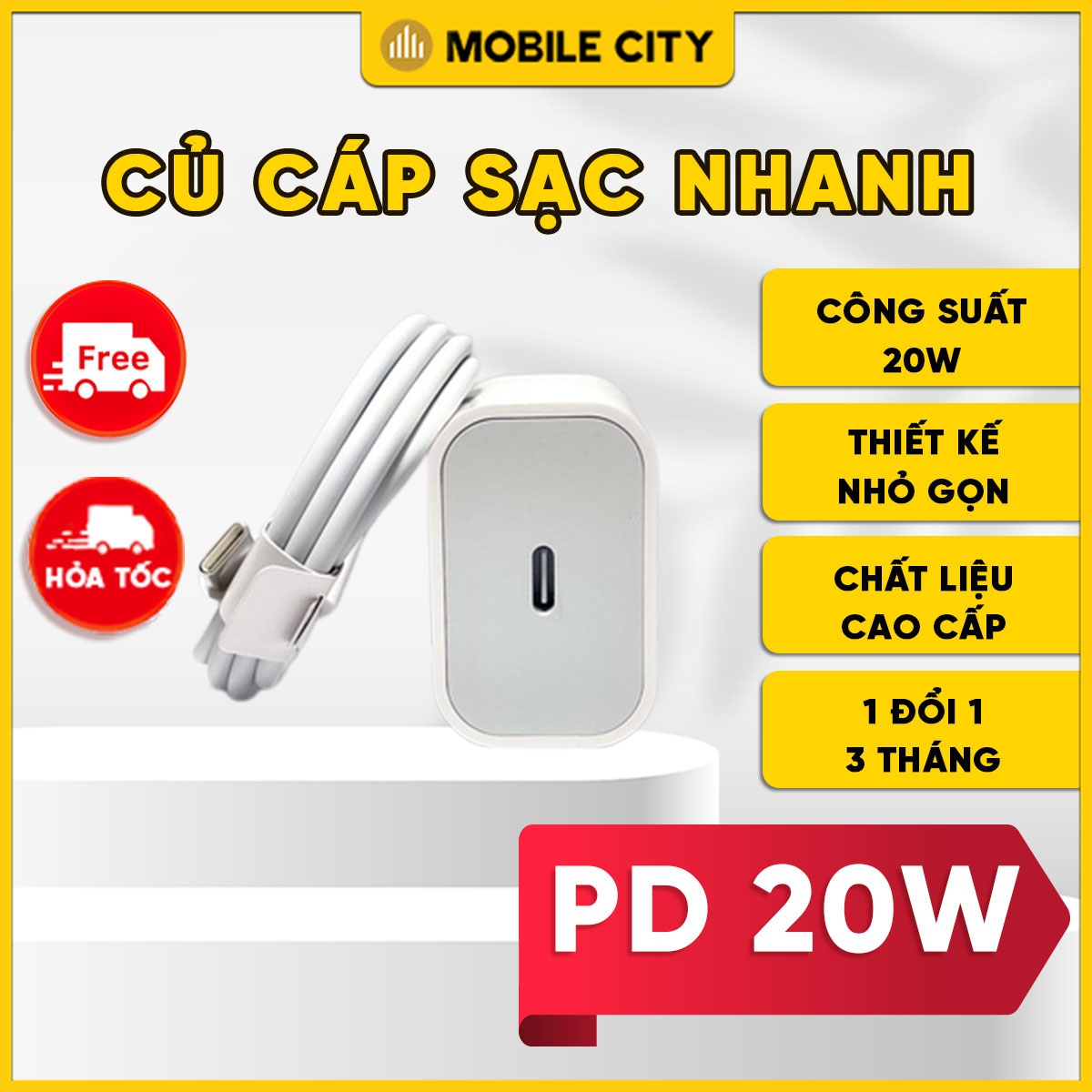 Cáp, củ sạc nhanh pd 20w usb-c - combo sạc dành cho đt táo