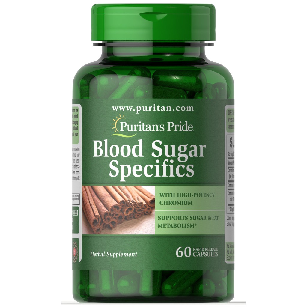 Viên uống Quế giảm tiểu đường, kiểm soát đường huyết -Puritan's Pride- Blood sugar specific 60v