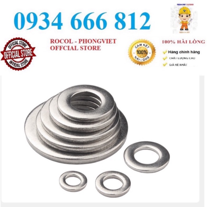 Set 10 cái m3-m12 long đen phẳng inox201 m3-m12