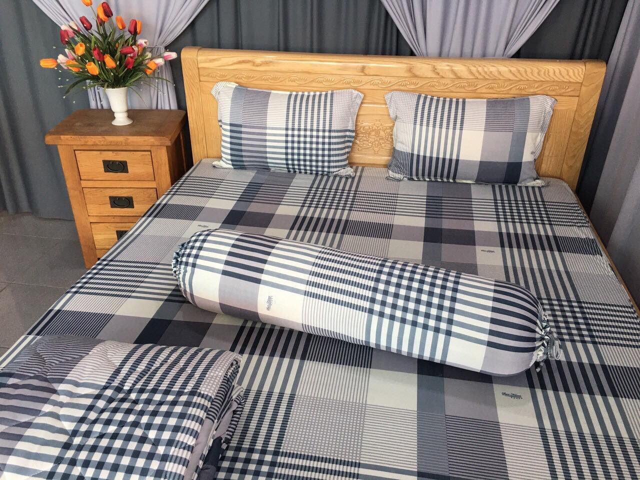 Bộ ga giường - Drap thun mẫu sọc bbry - ga thun lạnh ( 1 ga nệm, 2 vỏ gối nằm, 1 vỏ gối ôm))