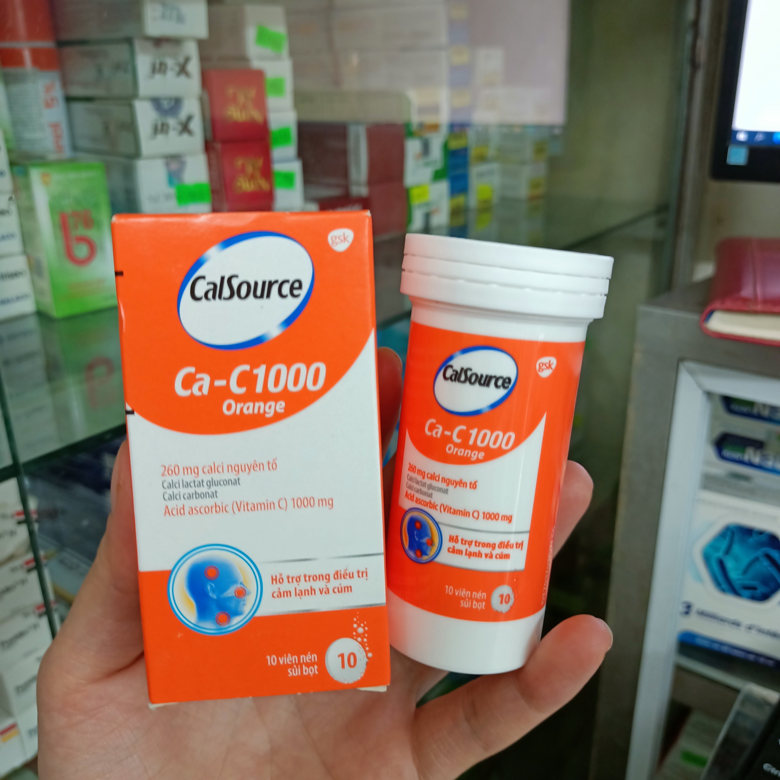 CalSource Ca-C1000 Orange bổ sung canxi, vitamin C tuýp 10 viên