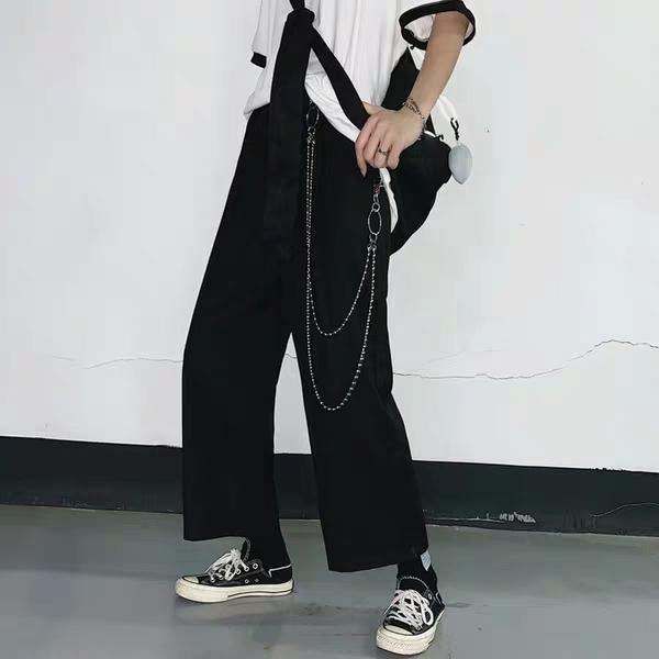 Quần lưng thun ống rộng dây xích Unisex