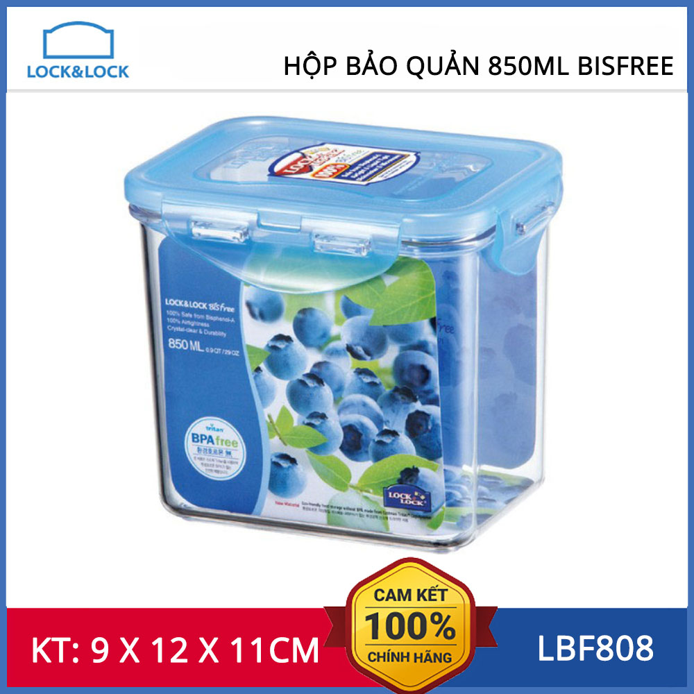 Hộp bảo quản thực phẩm 850ml Lock&Lock Bisfree hình chữ nhật - LBF808