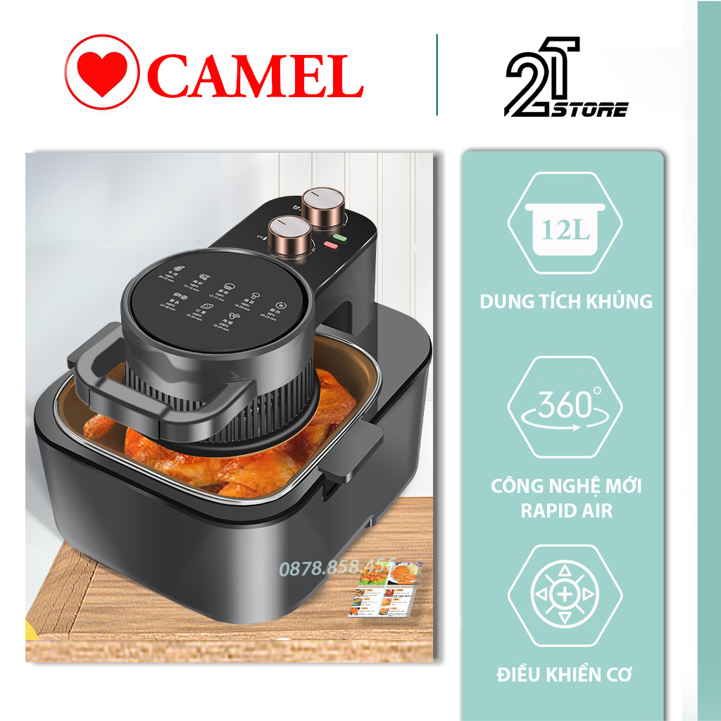 [SALE SỐC] Nồi chiên không dầu Camel 12 lít - Nồi chiên cỡ đại 12L - Bếp chiên không khí đa năng - Hàng chính hãng