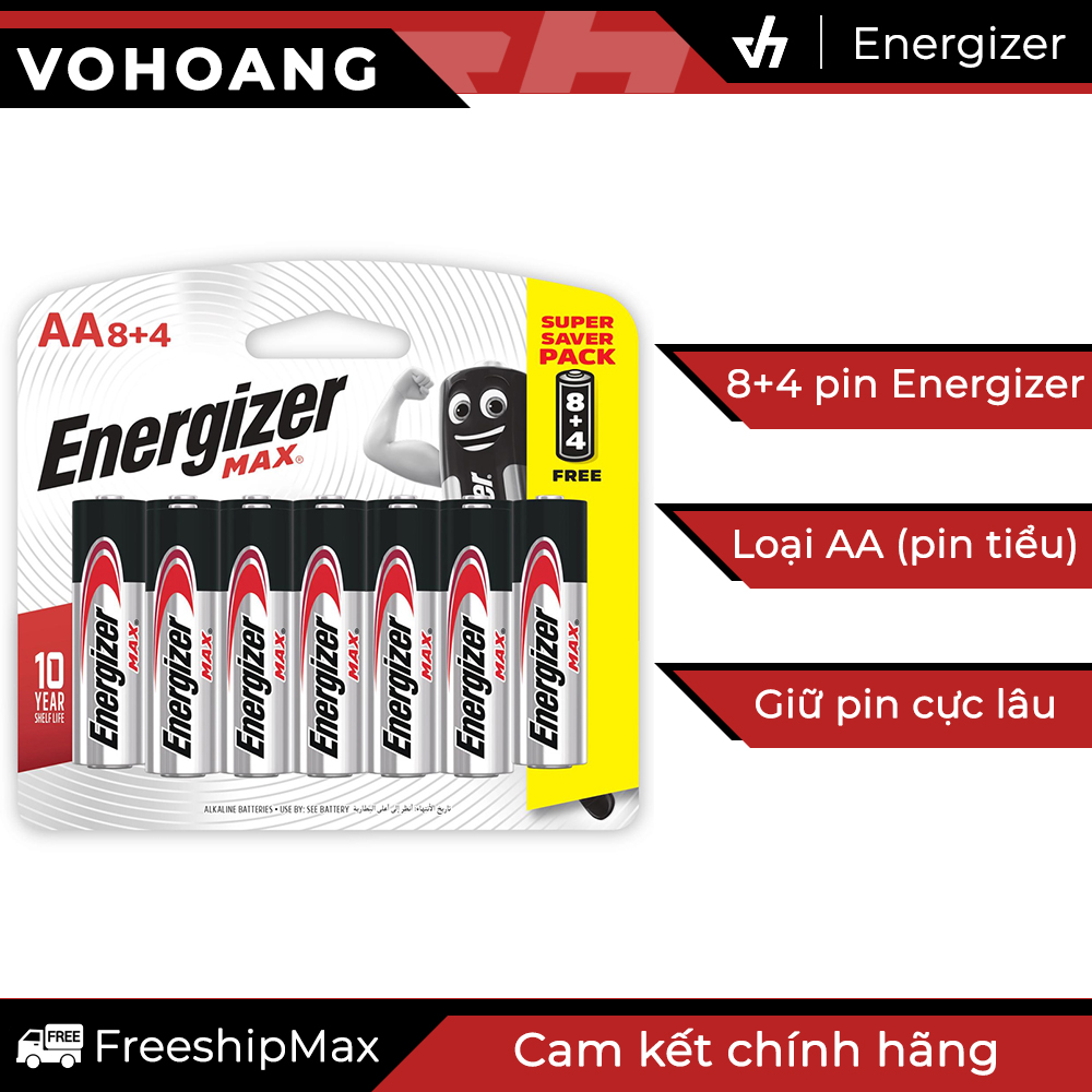 Pin AA Energizer Alkaline chống chảy E91 - 8 pin tặng kèm 4 pin free