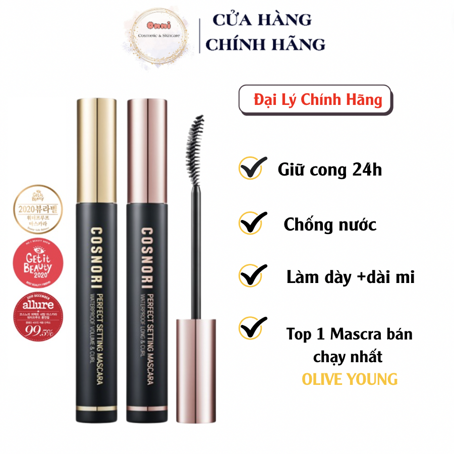 Chuốt mi chống nước Cosnori Perfect Setting Mascara Waterproof Long&Curl 7ml