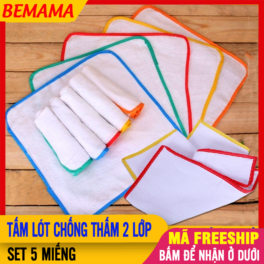 [GIÁ TỐT] SET 5 Tấm Lót Chống Thấm Cho Bé 2 Lớp DÀY DẶN GIẶT MÁY KHÔNG RÁCH - Miếng Lót Giường Đệm Nôi Cho Trẻ Sơ Sinh Chống Thấm Miếng Lót Cho Trẻ Sơ Sinh Miếng Lót Cho Bé - SP000599x5