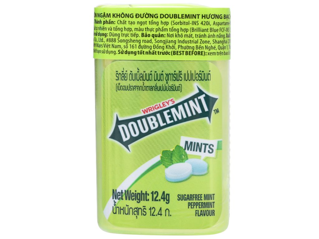 Lốc 12 hộp viên ngậm không đường hương bạc hà DoubleMint 12.4g