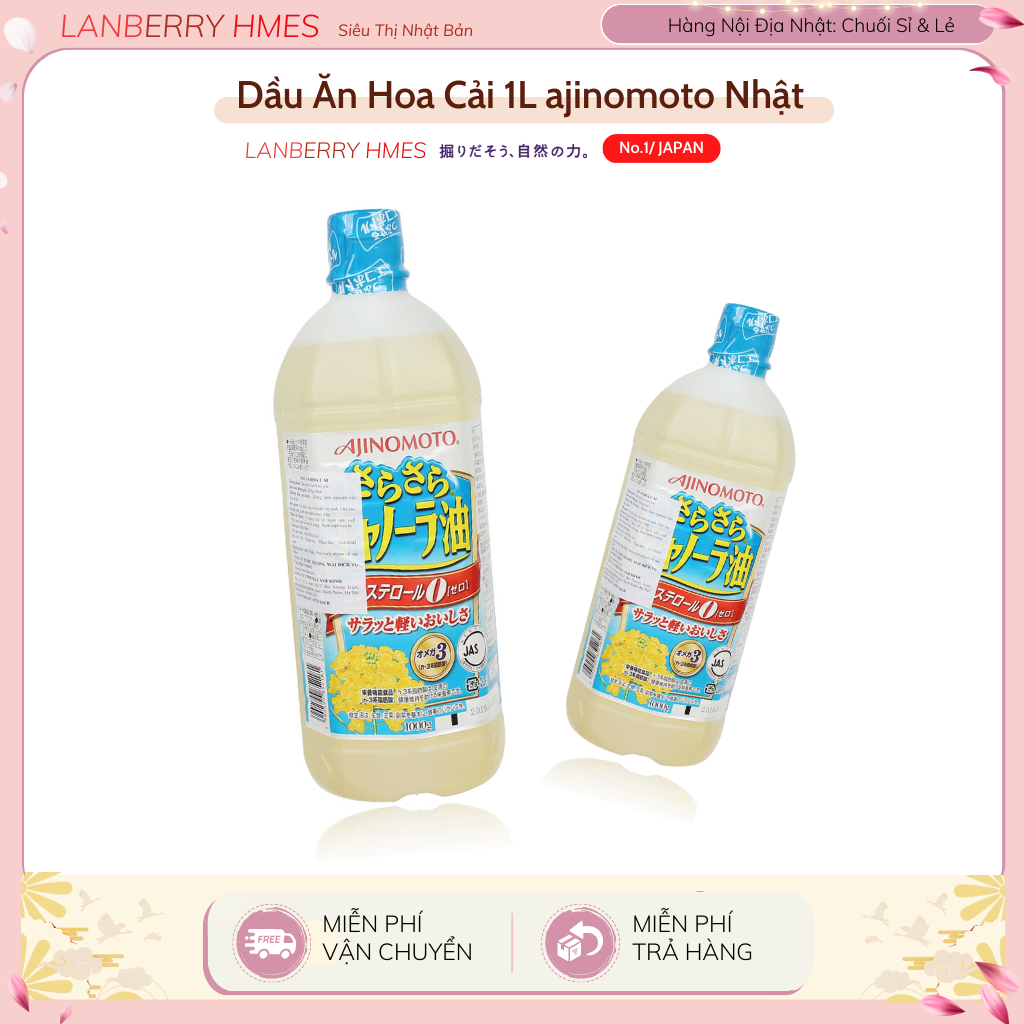 Dầu ăn hoa cải Ajinomoto nguyên chất 1 Lít, Dầu hạt cải Nhật Bản DATE T11