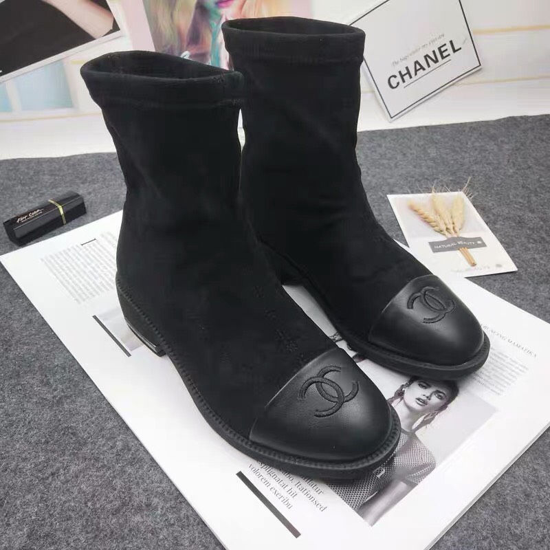 Bốt cổ cao da lộn mũi pha da chữ X- mã 8801