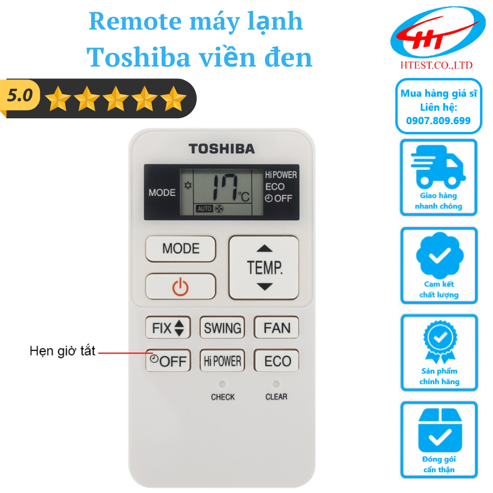 Remote – Điều khiển máy lạnh Toshiba viền đen- Tặng kèm pin