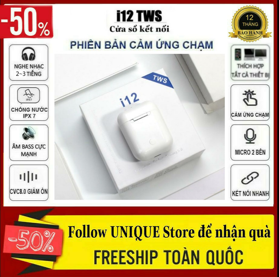 Tai nghe bluetooth không dây BL thế hệ12 TWS5.0, thiết kế nhỏ gọn, chất lượng âm thanh nổi HIFI, chức năng giảm tạp âm - Tai nghe bluetooth mini, Tai nghe Không Dây