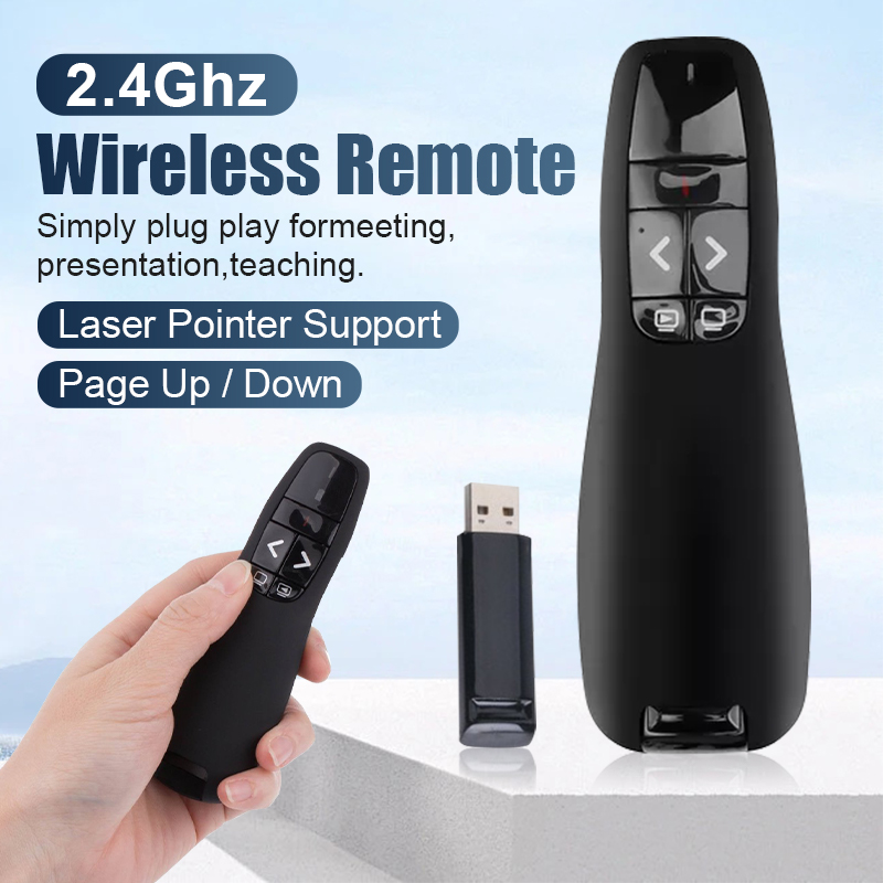 Bút trình chiếu lazer không dây R400 2.4 GHz kèm pin,bút thuyết trình laser không dây dùng khi thuyến trình Powerpoint