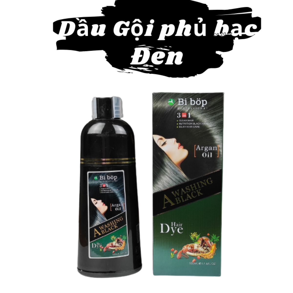 Dầu Gội Phủ Bạc BiBop Collagen Nhật Bản Màu Đen (500ml)