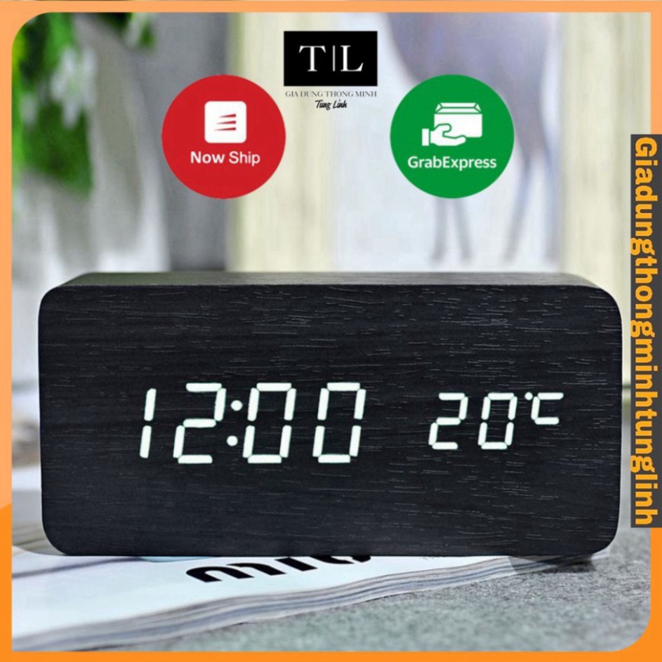 Đồng Hồ LED Để Bàn Bằng Gỗ Cao Cấp DH003 [ Tặng Pin ] Có Hiển Thị Nhiệt Độ Có Báo Thức nhiều màu sắc