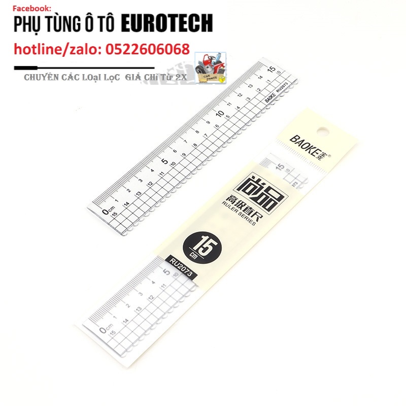 Combo 10 thước kẻ 15cm độ trong suốt cao baoke ru2073