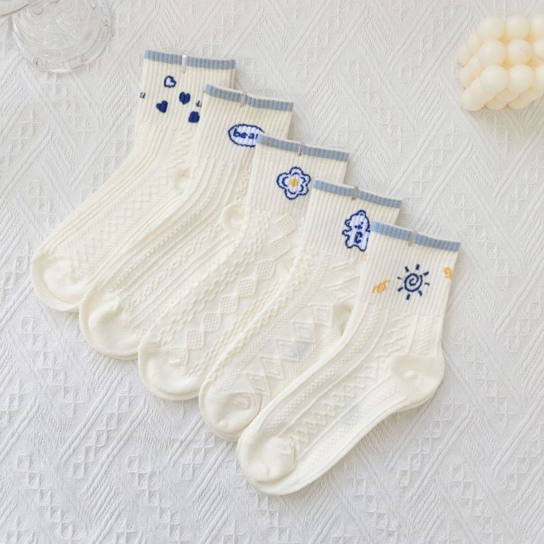 Set 5 đôi tất vớ nữ cao cổ bear love you siêu hot