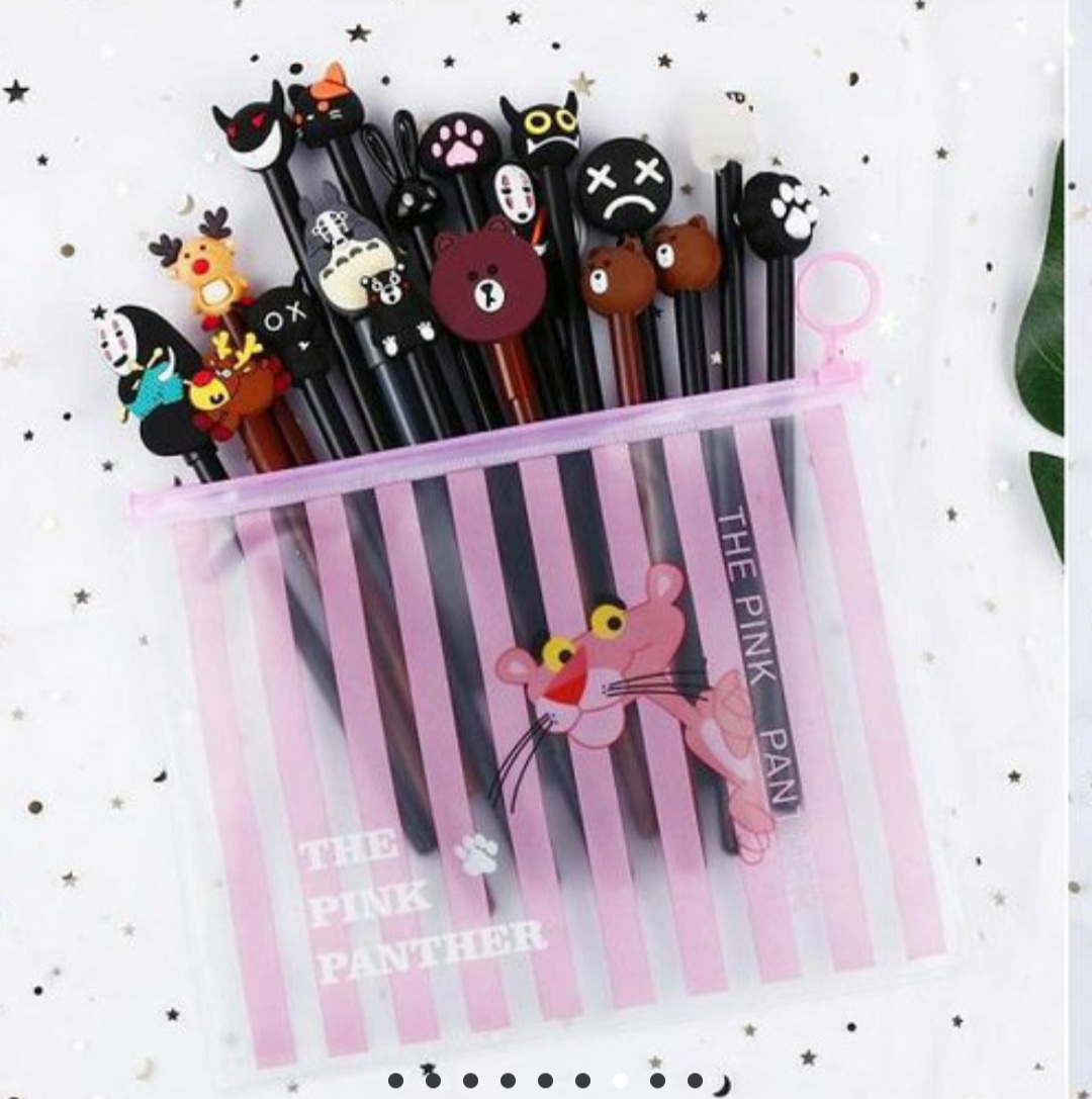 Bút bi mực đen hình hoạt hình nhiều màu cực kute - 1 set 5 cây