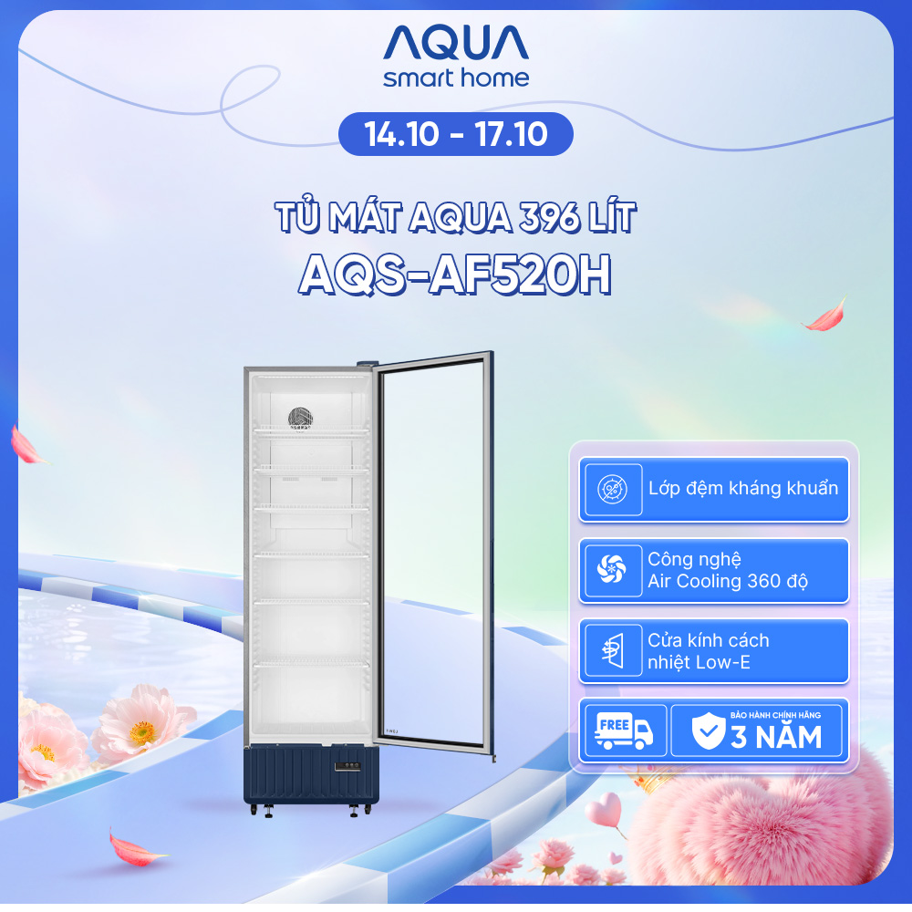[New Product 2025] Aqua 396 Liter Refrigerator Aqs-Af520H - 360 Degree Cooling - 6 Cool Compartments - Freeship