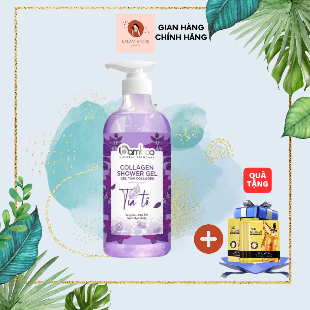 Sữa tắm tía tô sạch da mịn màng sáng da ngừa mụn lưng bamboo 750ml b57