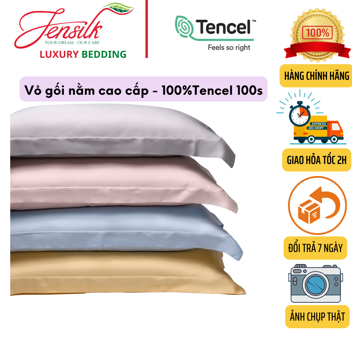 Vỏ gối nằm lụa 100%Tencel 100s siêu mềm mịn mát, 10 màu tùy chọn (ảnh shop tự chụp), Kích thước chuẩn 50x70cm