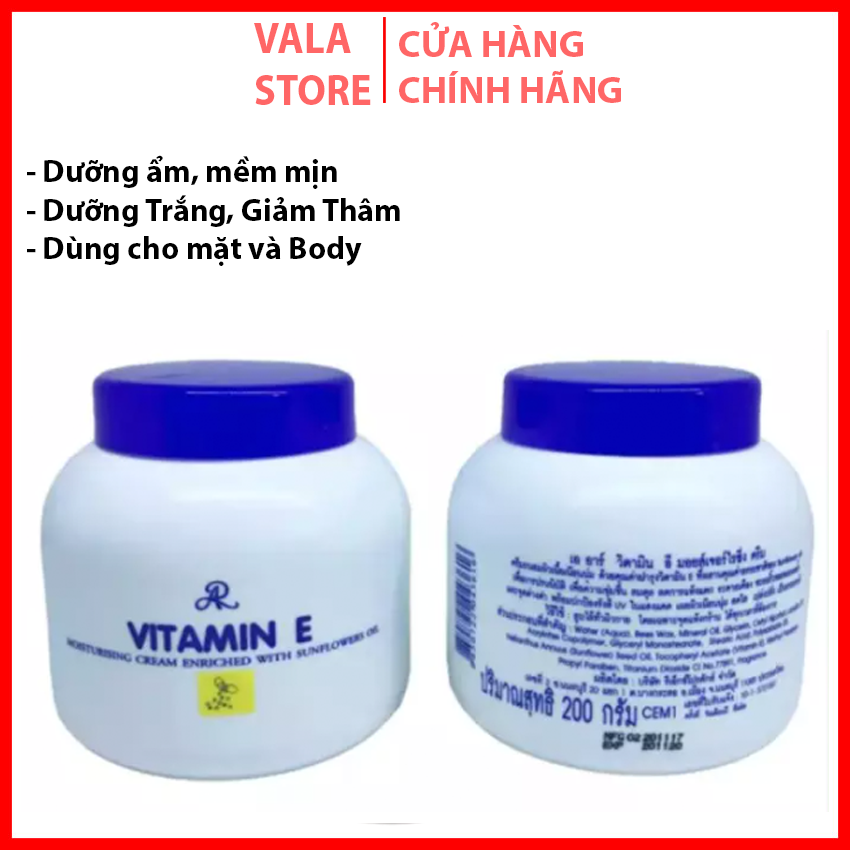 [Chuẩn Thái] Kem Dưỡng Da Dưỡng Ẩm Vitamin E Thái Lan Hủ 200g Mùi Hương Dịu Nhẹ Cung Cấp Độ Ẩm Cho Da Làm Mềm Da Hơn