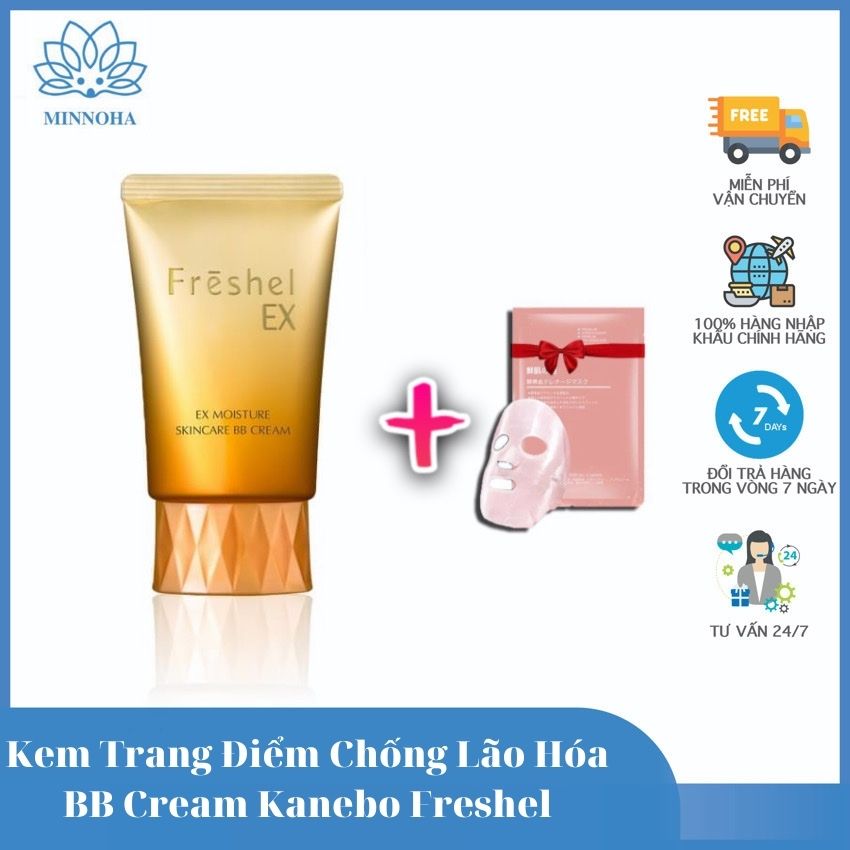 [Freeship+Quà 15k]Kem trang điểm dưỡng ẩm chống nắng 5 trong 1 Kanebo Freshel Moisture Skincare BB Cream SPF 28 PA++ Minnoha Store