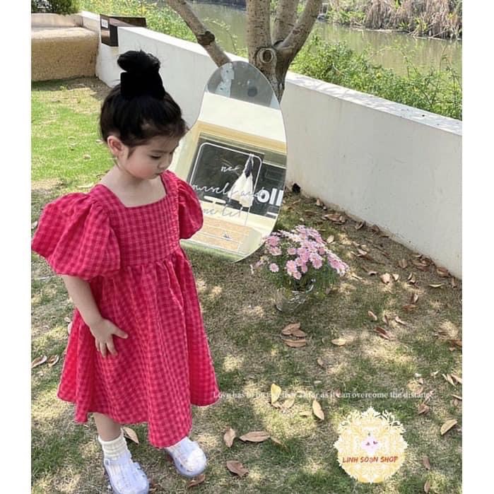 Váy bé gái hồng đậm 2 nơ lưng