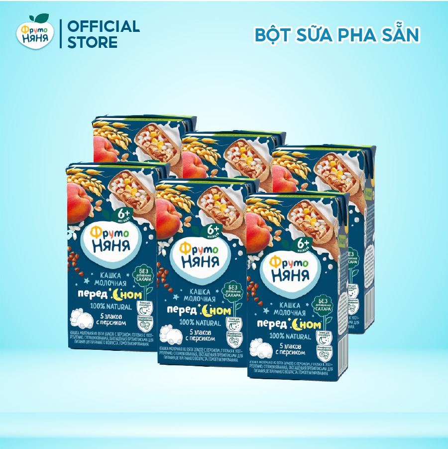 Combo 6 Hộp Sữa đêm ngũ cốc vị đào Fruto Nyanya 200ml