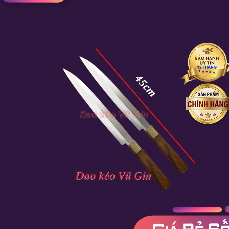 Dao sashimi thái bánh mì - thái lát cá hồi cán cẩm khâu đồng 52cm