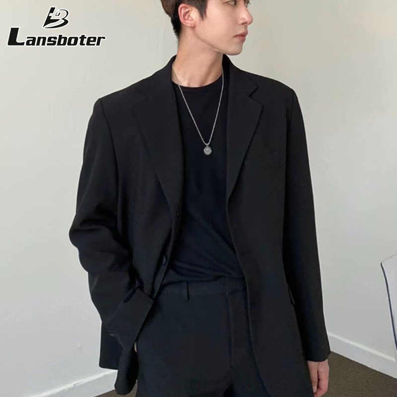 RGLansboter áo blazer nam bộ vest nam Áo Blazer Nam Áo vest thường ngày rộng màu đen cao cấp39
