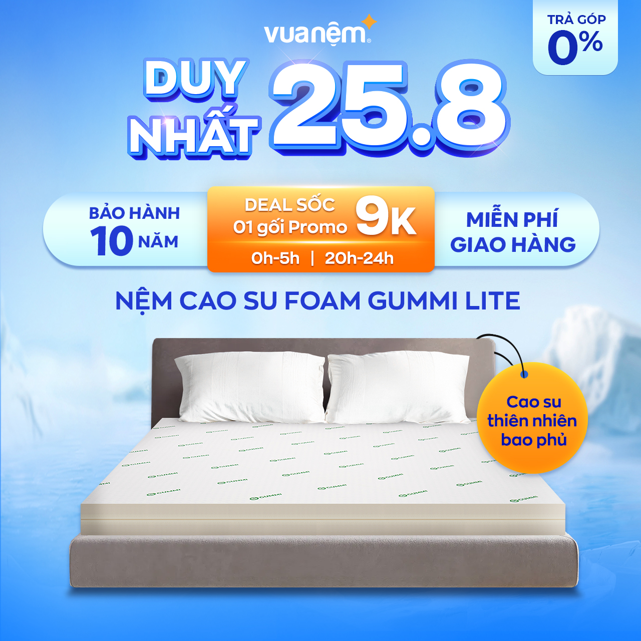 Nệm cao su foam giảm đau lưng Gummi Lite
